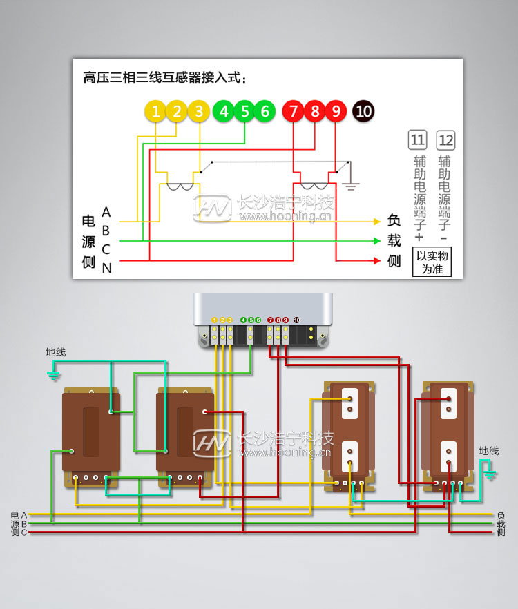 華立DSZ535三相三線(xiàn)電表接線(xiàn)圖
